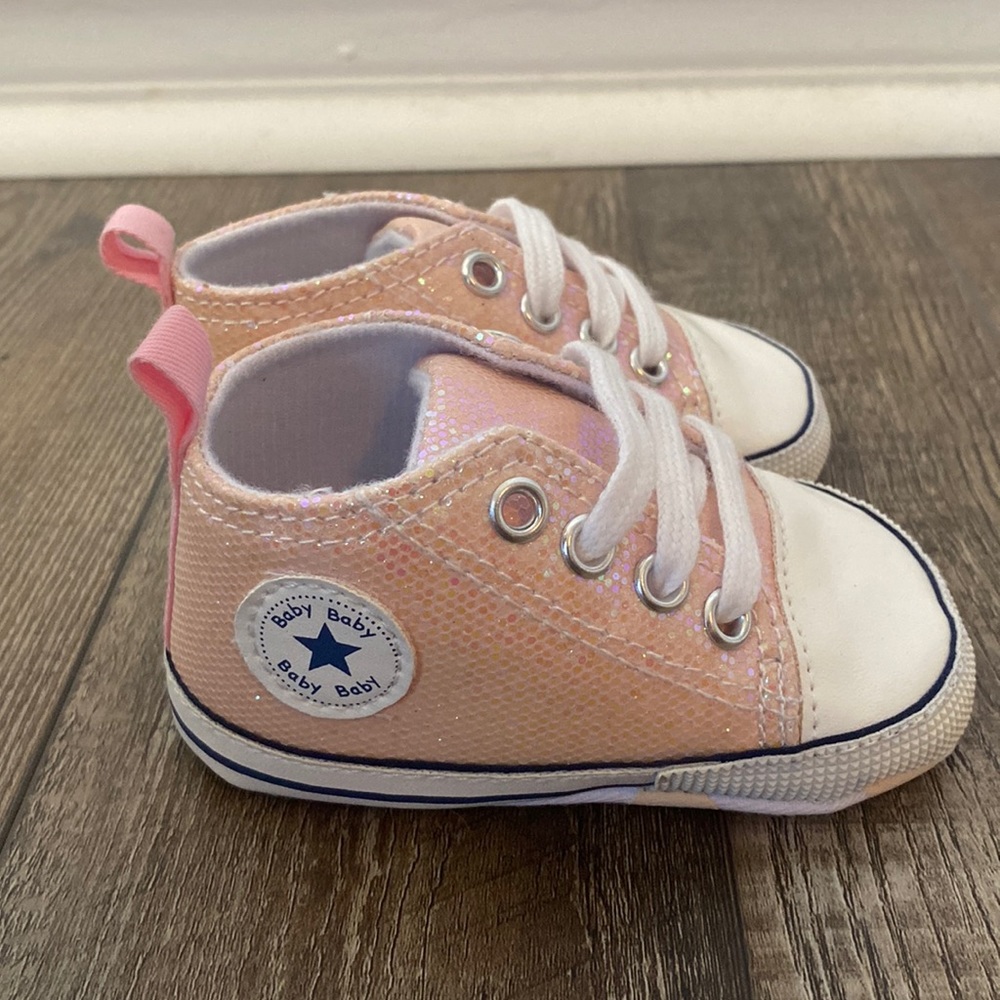 Size to pink glitter baby converse look-alikes